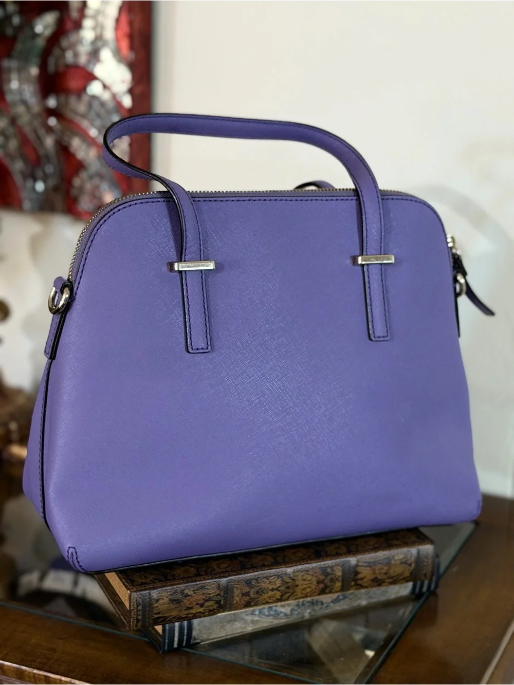 Kate Spade Cedar Street Maise Satchel Mountbatten Purple Saffiano Leather Preppy